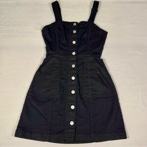 Black Button-Down Denim Mini Dress